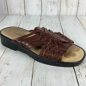 Montego Bay Club Sandals Leather Collection Shoes Slides Slip On Womens Size 7.5